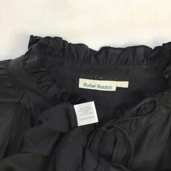 Roller Rabbit Women Elegant Black Long Sleeve Tiered Dress L - Picture 15 of 15